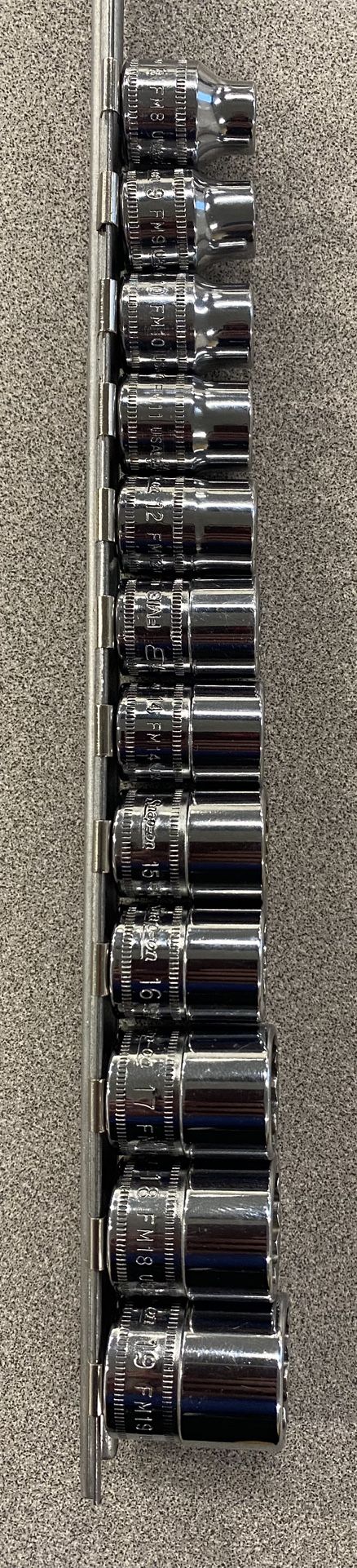 Snap-on 3/8 Sockets (12 Point, Shallow) 8mm through 19mm
