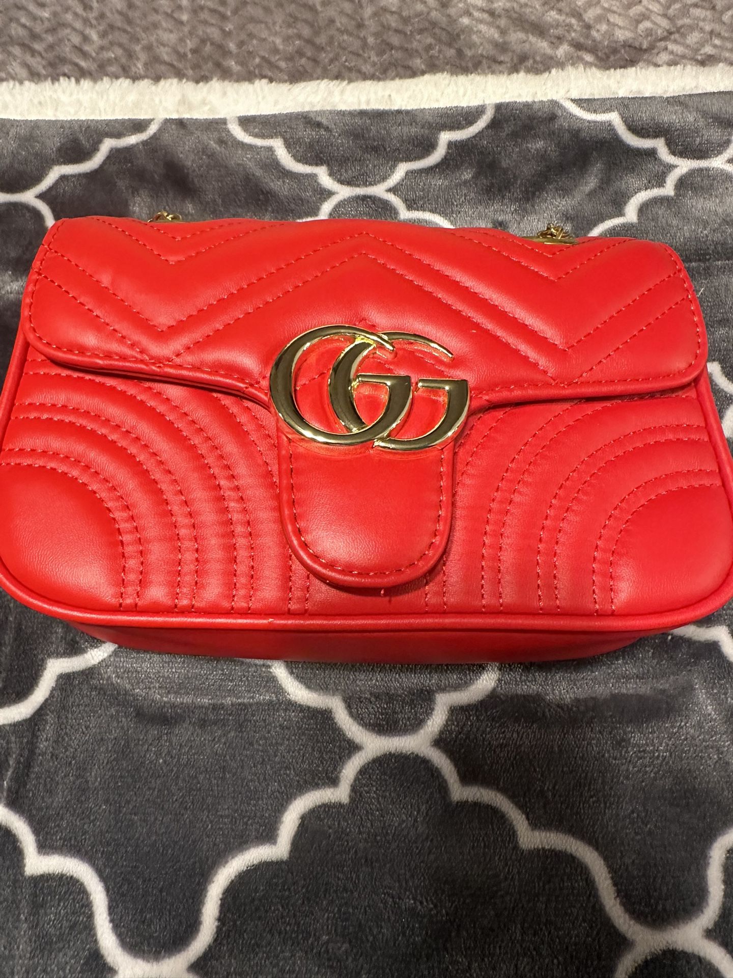 Red Crossbody With Gold Chain 
