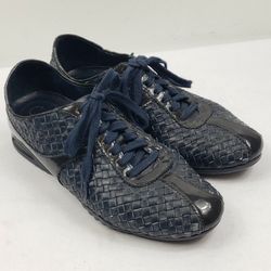Cole Haan Womens 8.5 AA Blue Leather Weave Oxfords Casual Flats Shoes 