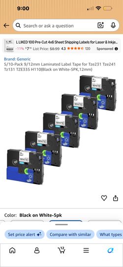 Brand: Generic 5 Pack 12mm Laminated Label