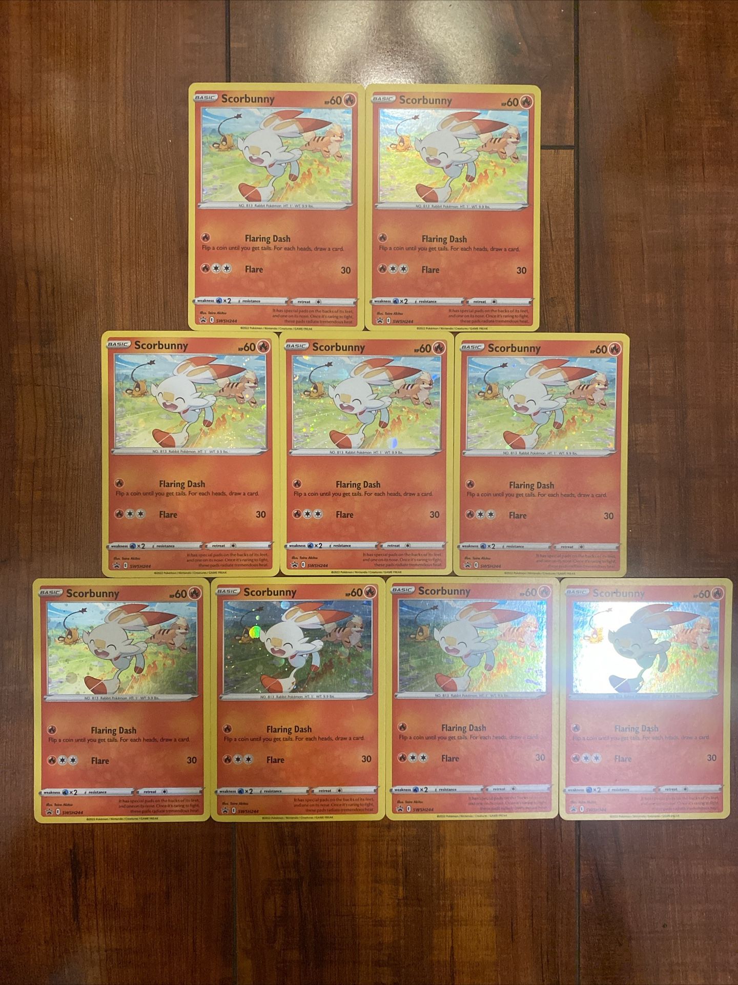 Pokemon Scorbunny SWSH244 Black Star Promo Cosmos Holo Lot of 9 LP/NM