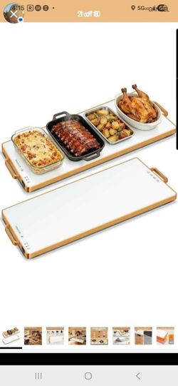32 Inch Warming Tray Buffet Server White Glass Electric Food Warmer