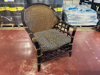 Rattan Accent Chair with Dark-Finished Frame