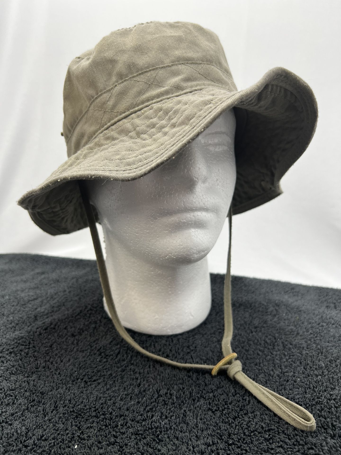 Green Bucket Hat With Cinch And Side Snaps.