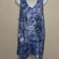 Tine & Tru sleeveless shirt paisley blue size XL