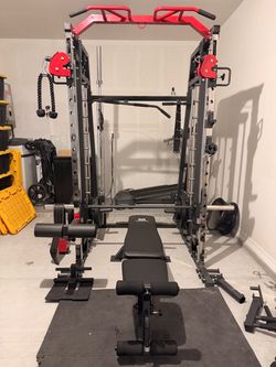 Smith Machine Power Rack with Cable System and Bench