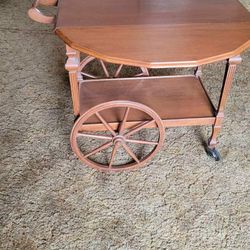Antique Bar Tea Cart On Wheels