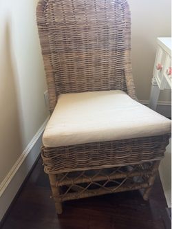 Woven Rattan/Wicker Side Chair with Cushion