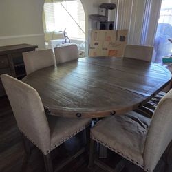 Full Rustic, Dining Set (Living Spaces, Jaxon Gray Wood Set)