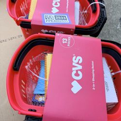 CVS 2-in-1 Shopping Basket Rolling Cart 13 Pieces