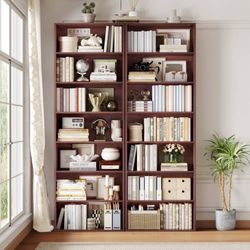 82" Tall Bookcases Set of 2, Freestanding Display Storage Shelves, 7-Tier Open B
