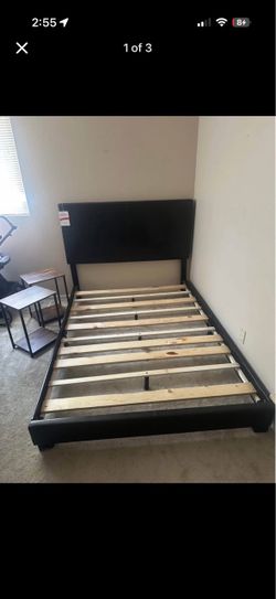 Leather full size bed frame