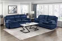 Brand new blue or black corduroy manual reclining sofa + loveseat with cup holders and pocket coils cushions.