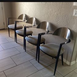 Gray Suede Steel Frame Chairs (4)