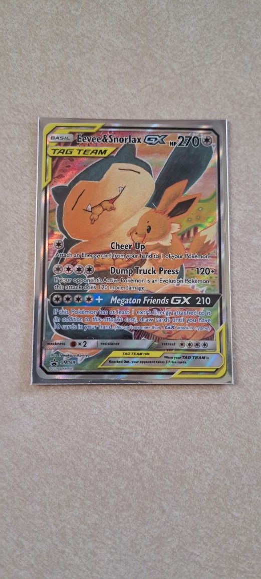 Eevee & Snorlax GX Pokemon Card 