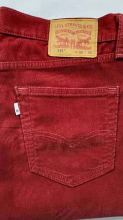 Levi's 514 Men's Corduroy Slim Fit Straight Leg Jeans Pants Size 33x30