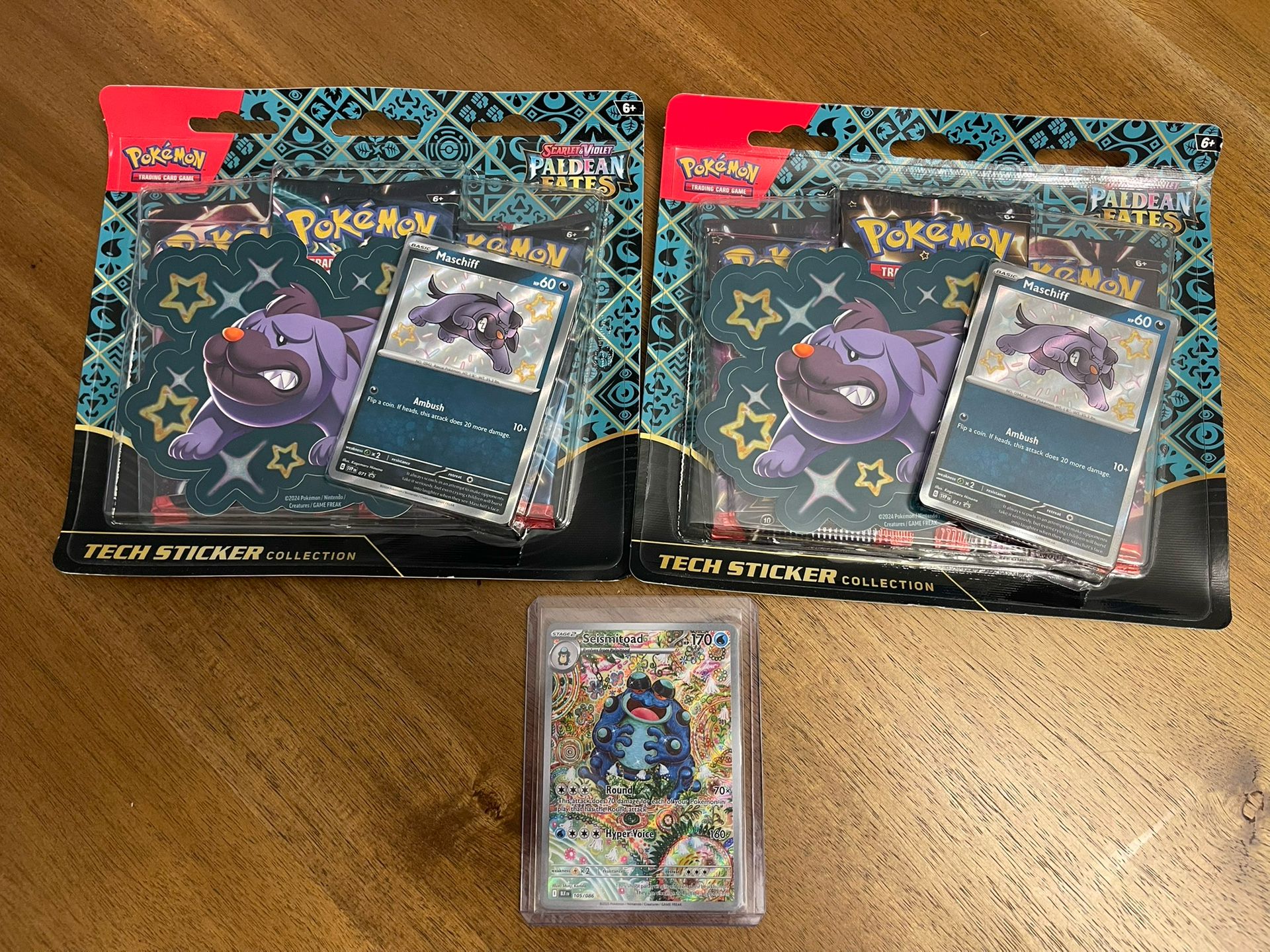 Paldean fates tech stickers & seismitoad