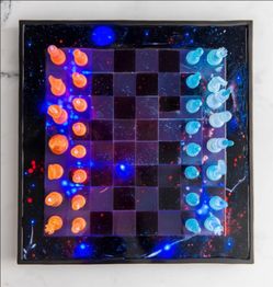 Custom LED "Galaxy" Resin Chess Set – Handmade Cosmic Art