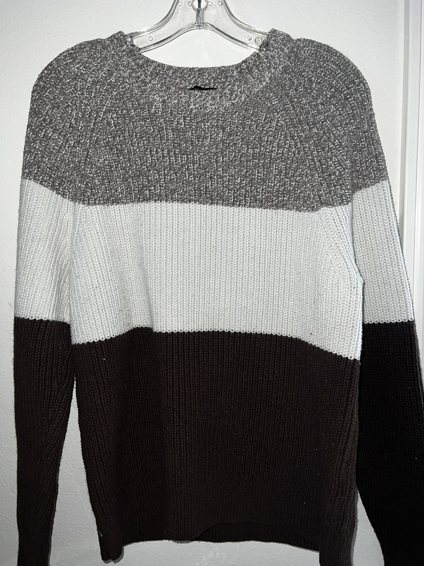 Banana Republic Colorblock Sweater Black Marled Charcoal Gray Xl