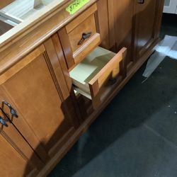 Home Decorators Collection Naples 60 in. W Bath Vanity Cabinet Only in Warm Cinnamon for Double Bowl