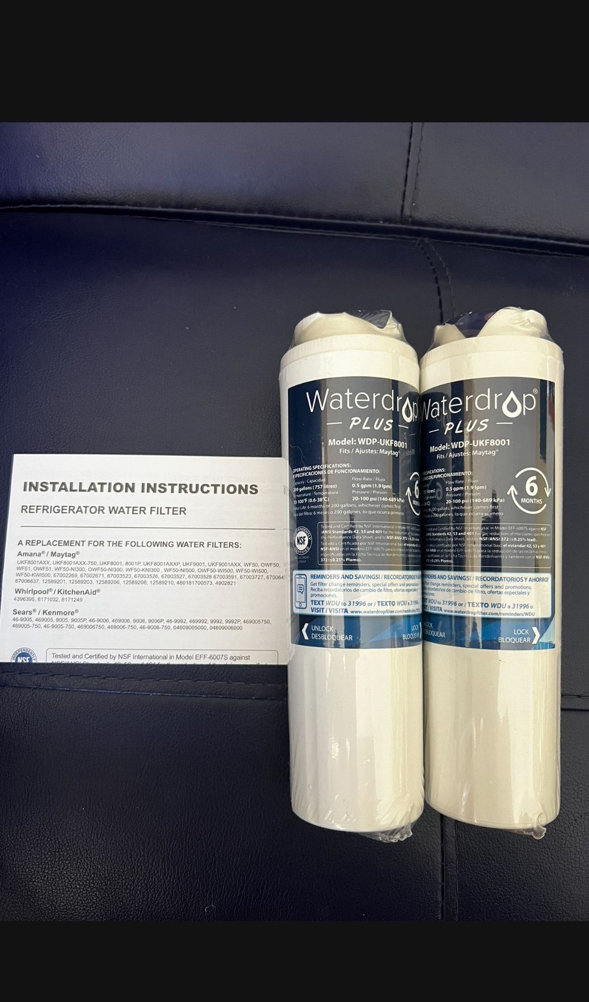 BRAND NEW Waterdrop Refrigerator Water Filters WDP-UKF8001 ~ Lot of 2