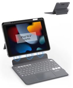 Bluetooth Keyboard Case for iPad 10.2 inch (7th/8th/9th Gen) & iPad Air 10.5 inch (3rd Gen), 10.2 "Magnetic Detachable Cover with Trackpad, 7-Color Ba