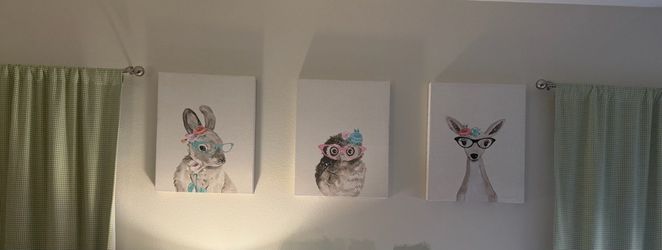 Set of 3 Woodland Animal Canvas Wall Art