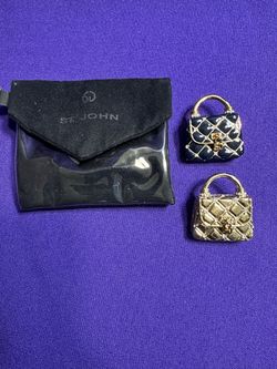 St. John Quilted Handbag Pin Brooch Set