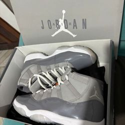 Jordan Air Jordan 11 Retro Cool Grey Lace Up High Top Men's Gray White Sneakers