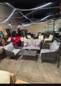 New 4pcs Outdoor Weaker Patio Furniture, Sofa, Chair, table Conversation Set In Grey