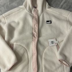 NWT PUMA Hooded Sherpa Fleece Jacket 