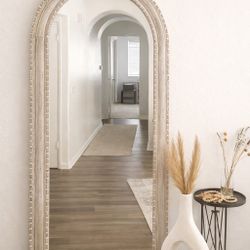 Large Arched Rustic Wood Floor Mirror 6 Ft+