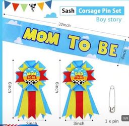 Baby shower sash and pin