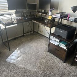 Corner Desk  With Accessories And Chair