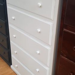 Jumbo Dresser 5 Drawers 100% Pinewwod 🌲(white)