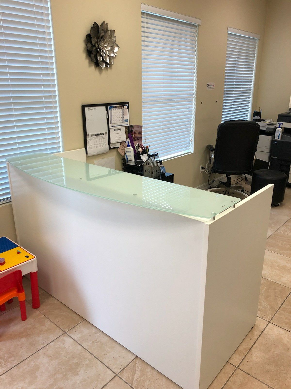 MODERN GLASS RECEPTION DESK. $595
