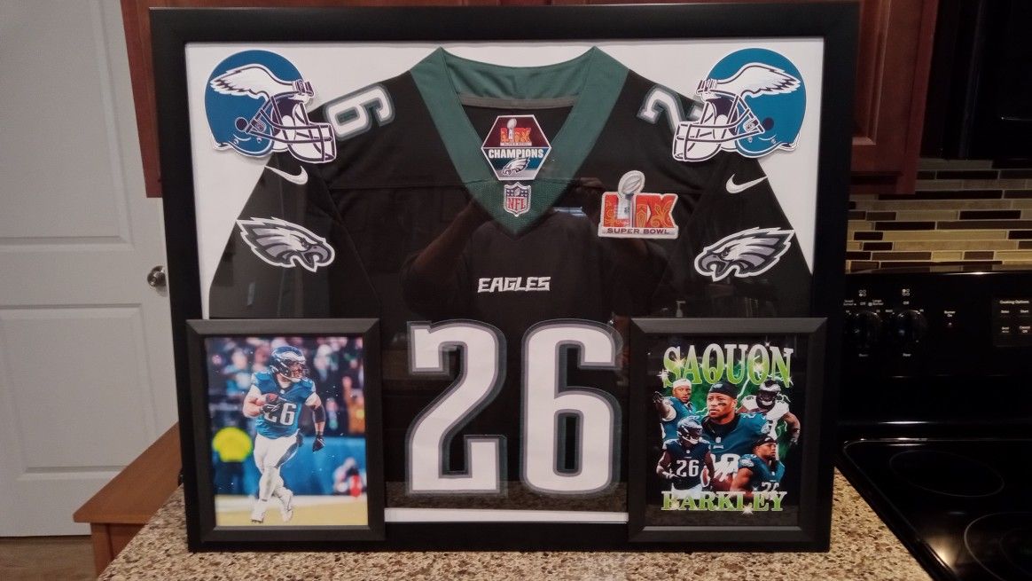 SAQUON BARKLEY OF THE SUPER BOWL CHAMPION EAGLES,STITCHED, BRANDED,AUTHENTIC,JERSEY/ACTION FIGURE.