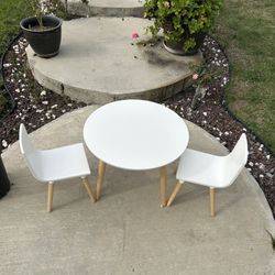 3 PCS Kids Table And Chair Set Wood Activity Play Table Set