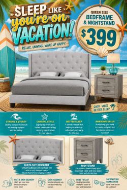 BIG SALE! BRAND NEW QUEEN SIZE BEDFRAME AND NIGHTSTAND