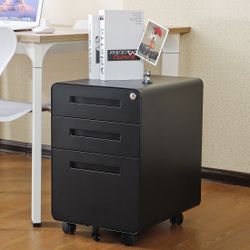 3 Drawer Mobile File Cabinet Under Desk Office,Simple Style Versatile Storage Cabinet for Legal/Letter/A4 Files, 5 Wheel Design Anti-Tilting Cold Roll