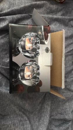 Pair Of Two Fluer Crystal Votive