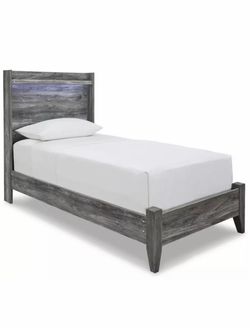 Gray Twin Panel Bed with light