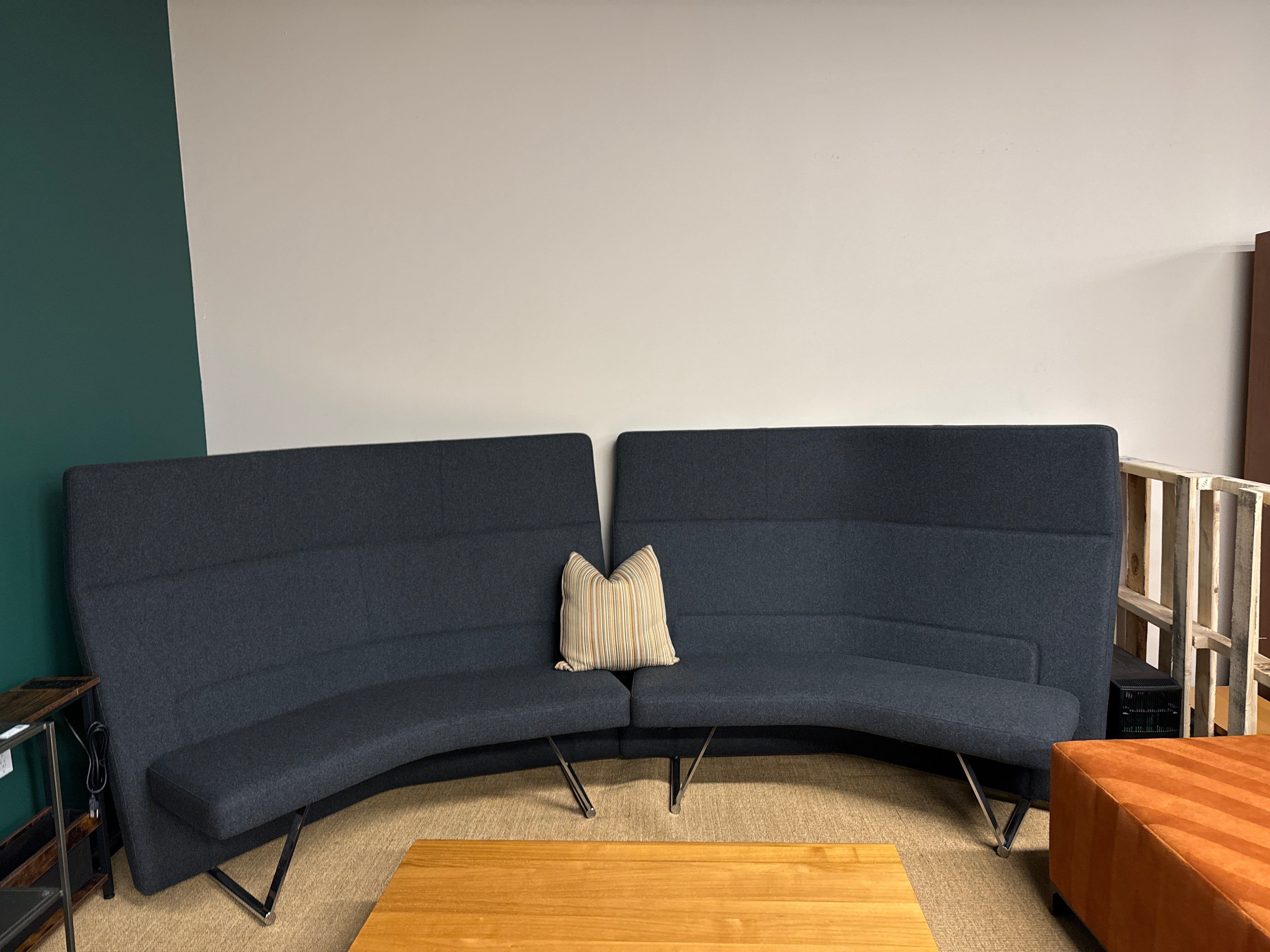 Keilhauer Black 3 Seat Sofa with w/ Silver Accent