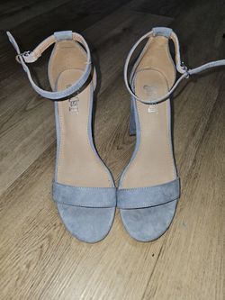 Suede Light Blue Heels