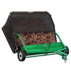 48" Lawn Sweeper Tow Behind - Pull Behind Grass Catcher with 25.16 cu. ft Large Hopper, Heavy Duty Leaf & Grass Collector, Adjustable Brush Height Lev