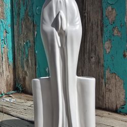 Vintage Virgin Mary White Porcelain Planter Vase