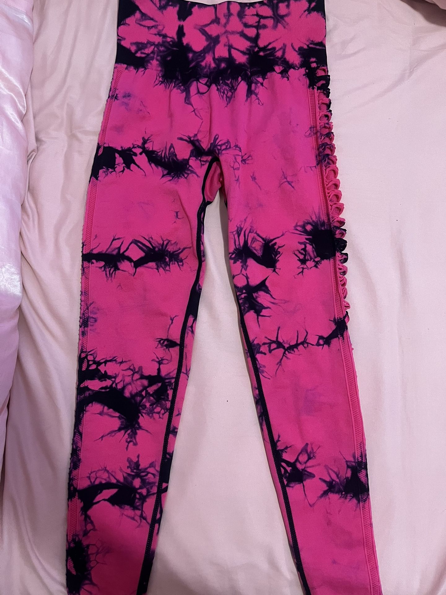 Yoga Leggings Seamless Super Elastic Sports Fishnet  Pink