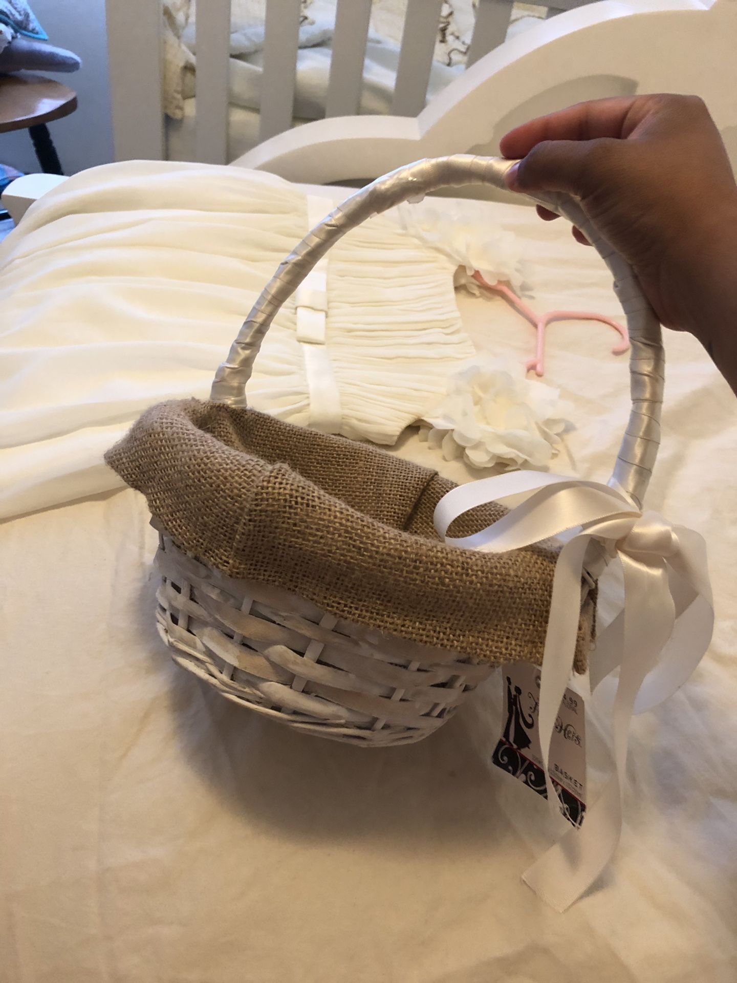 Flower girl dress and basket.