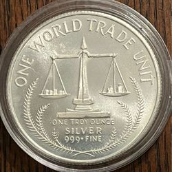 1 Oz Silver Workd Trade Unit  .999 FS Round Encapsulated BU