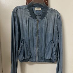 Blue Denim Bomber Jacket